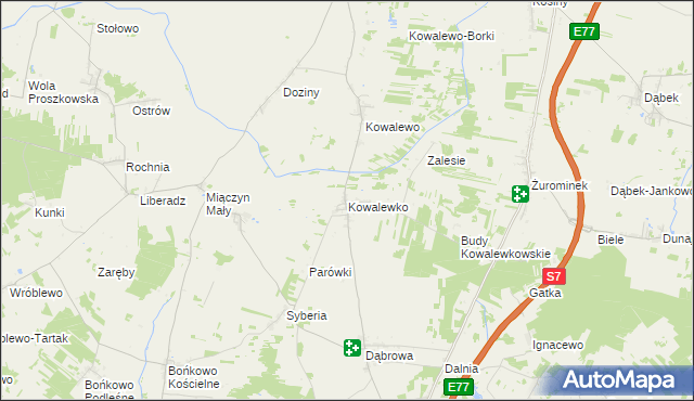 mapa Kowalewko gmina Strzegowo, Kowalewko gmina Strzegowo na mapie Targeo
