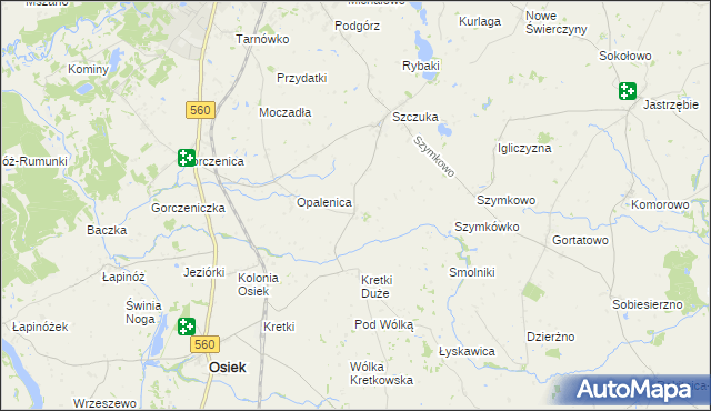 mapa Kozi Róg gmina Brodnica, Kozi Róg gmina Brodnica na mapie Targeo
