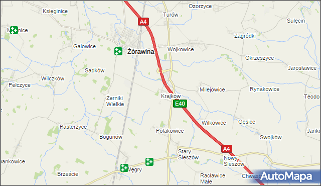 mapa Krajków gmina Żórawina, Krajków gmina Żórawina na mapie Targeo