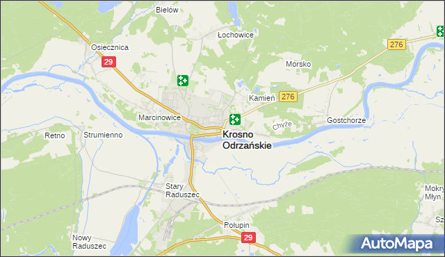 mapa Krosno Odrzańskie, Krosno Odrzańskie na mapie Targeo
