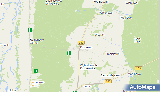 mapa Kruszewo gmina Ujście, Kruszewo gmina Ujście na mapie Targeo