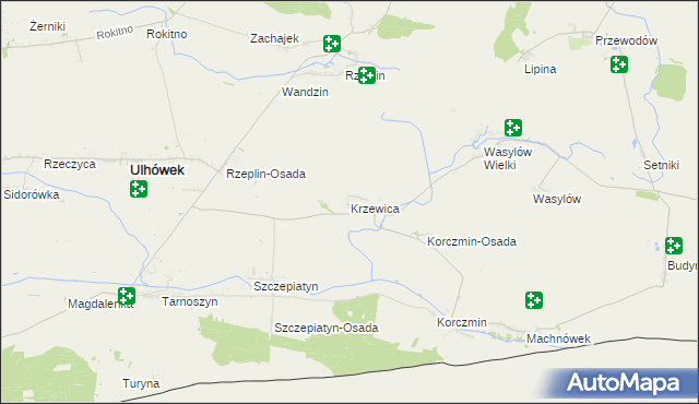 mapa Krzewica gmina Ulhówek, Krzewica gmina Ulhówek na mapie Targeo