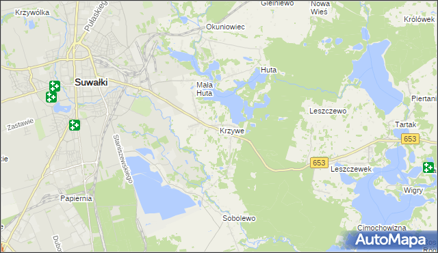 mapa Krzywe gmina Suwałki, Krzywe gmina Suwałki na mapie Targeo