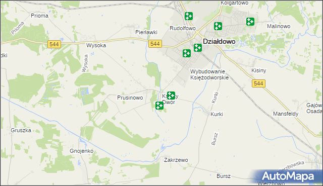 mapa Księży Dwór, Księży Dwór na mapie Targeo
