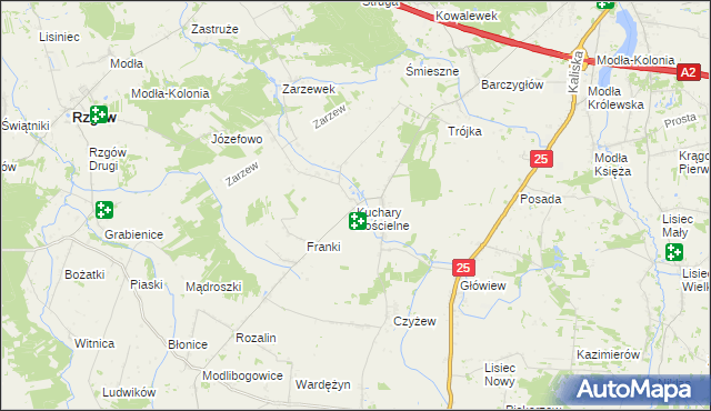 mapa Kuchary Kościelne, Kuchary Kościelne na mapie Targeo