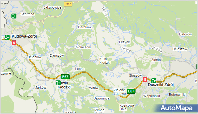 mapa Kulin Kłodzki, Kulin Kłodzki na mapie Targeo