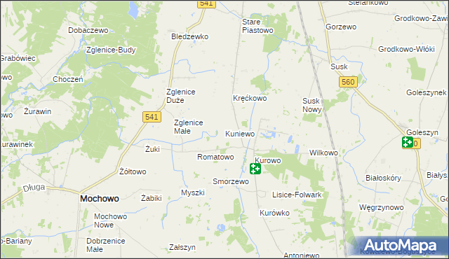 mapa Kuniewo, Kuniewo na mapie Targeo