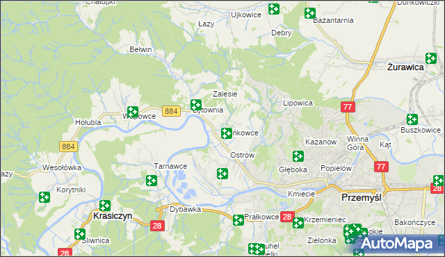 mapa Kuńkowce, Kuńkowce na mapie Targeo