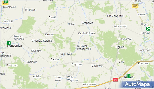mapa Kurówek Prądzewski, Kurówek Prądzewski na mapie Targeo