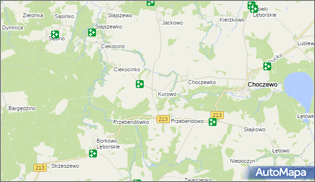 mapa Kurowo gmina Choczewo, Kurowo gmina Choczewo na mapie Targeo