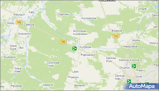 mapa Kurzelów, Kurzelów na mapie Targeo