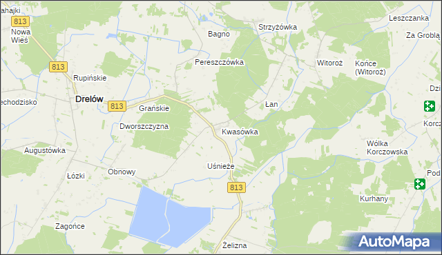 mapa Kwasówka gmina Drelów, Kwasówka gmina Drelów na mapie Targeo