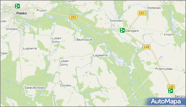 mapa Łagiewniki gmina Resko, Łagiewniki gmina Resko na mapie Targeo
