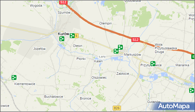 mapa Łany gmina Markuszów, Łany gmina Markuszów na mapie Targeo