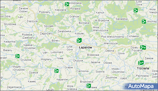 mapa Łapanów, Łapanów na mapie Targeo