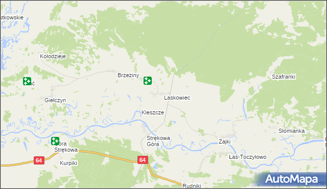 mapa Laskowiec gmina Trzcianne, Laskowiec gmina Trzcianne na mapie Targeo