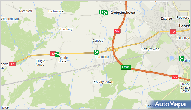 mapa Lasocice gmina Święciechowa, Lasocice gmina Święciechowa na mapie Targeo