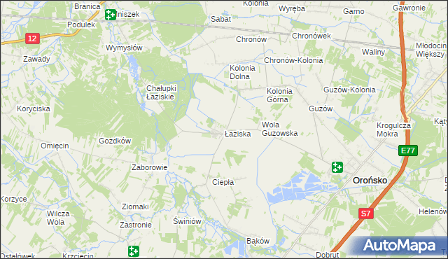 mapa Łaziska gmina Orońsko, Łaziska gmina Orońsko na mapie Targeo