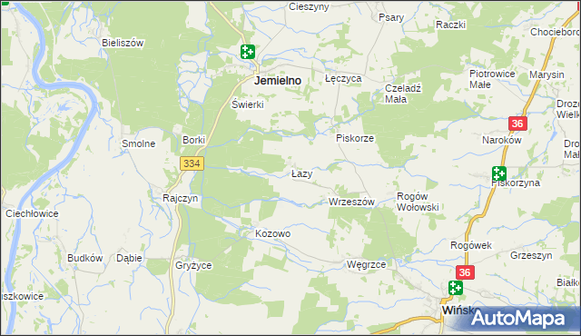 mapa Łazy gmina Wińsko, Łazy gmina Wińsko na mapie Targeo