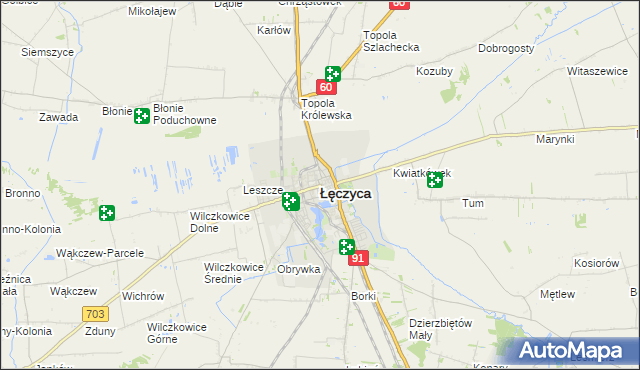 mapa Łęczyca, Łęczyca na mapie Targeo