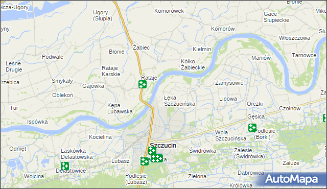mapa Łęka Szczucińska, Łęka Szczucińska na mapie Targeo