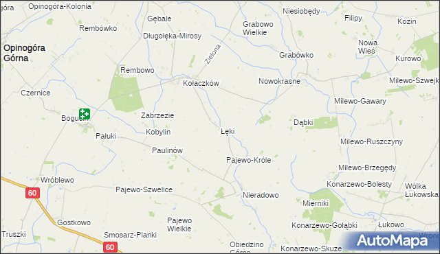 mapa Łęki gmina Opinogóra Górna, Łęki gmina Opinogóra Górna na mapie Targeo