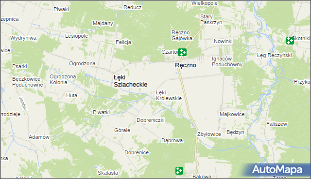 mapa Łęki Królewskie, Łęki Królewskie na mapie Targeo