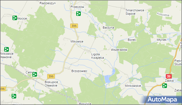 mapa Ligota Książęca gmina Namysłów, Ligota Książęca gmina Namysłów na mapie Targeo