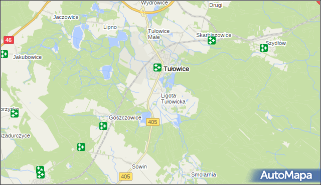 mapa Ligota Tułowicka, Ligota Tułowicka na mapie Targeo