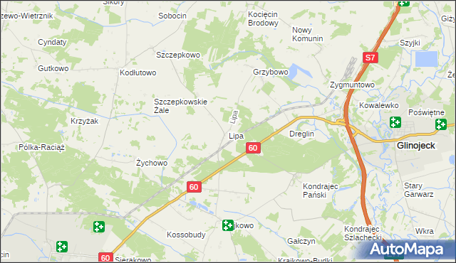 mapa Lipa gmina Raciąż, Lipa gmina Raciąż na mapie Targeo