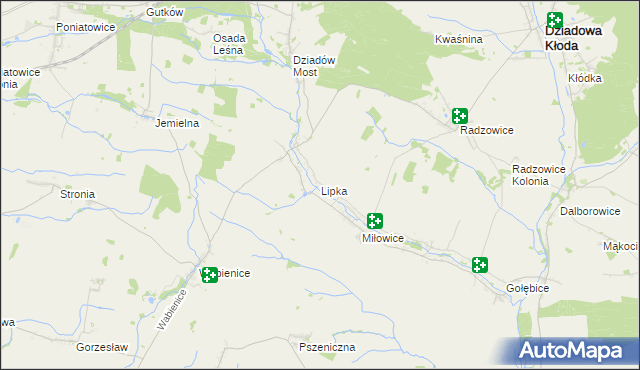 mapa Lipka gmina Dziadowa Kłoda, Lipka gmina Dziadowa Kłoda na mapie Targeo