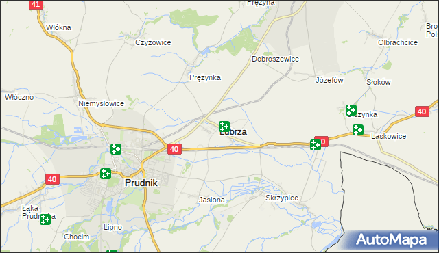 mapa Lubrza powiat prudnicki, Lubrza powiat prudnicki na mapie Targeo