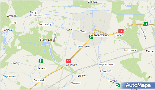 mapa Łukaszewo gmina Jaraczewo, Łukaszewo gmina Jaraczewo na mapie Targeo
