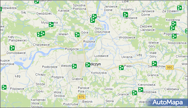 mapa Lusławice gmina Zakliczyn, Lusławice gmina Zakliczyn na mapie Targeo