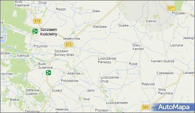 mapa Łuszczanów Pierwszy, Łuszczanów Pierwszy na mapie Targeo