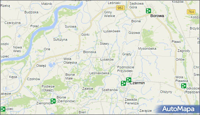 mapa Łysaków gmina Czermin, Łysaków gmina Czermin na mapie Targeo
