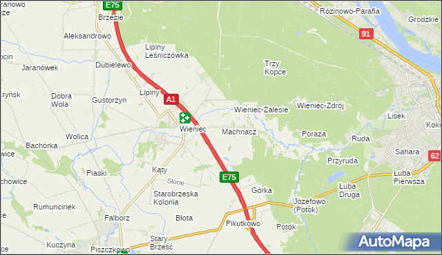 mapa Machnacz gmina Brześć Kujawski, Machnacz gmina Brześć Kujawski na mapie Targeo