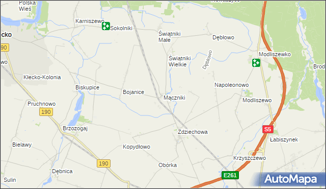 mapa Mączniki gmina Gniezno, Mączniki gmina Gniezno na mapie Targeo