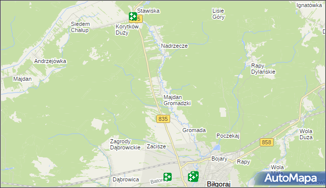mapa Majdan Gromadzki, Majdan Gromadzki na mapie Targeo