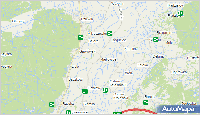 mapa Majkowice gmina Bochnia, Majkowice gmina Bochnia na mapie Targeo
