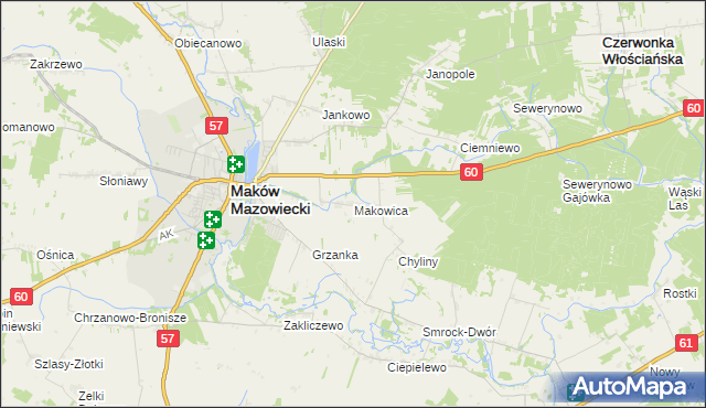 mapa Makowica gmina Szelków, Makowica gmina Szelków na mapie Targeo