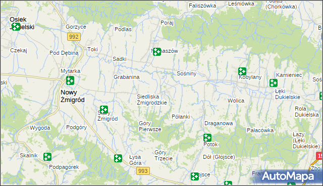 mapa Makowiska gmina Nowy Żmigród, Makowiska gmina Nowy Żmigród na mapie Targeo