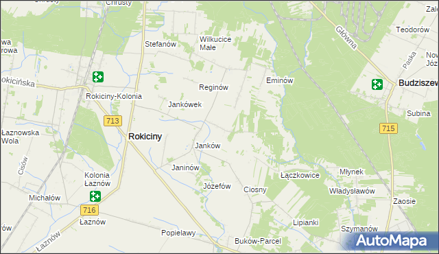 mapa Maksymilianów gmina Rokiciny, Maksymilianów gmina Rokiciny na mapie Targeo