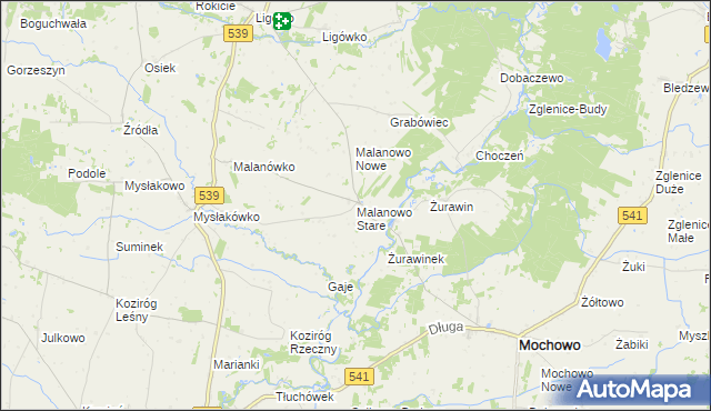 mapa Malanowo Stare, Malanowo Stare na mapie Targeo