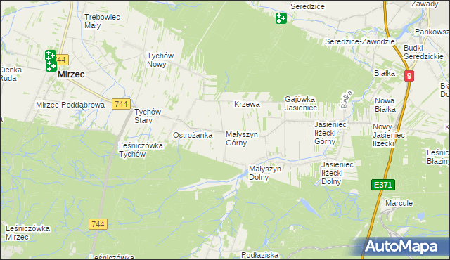 mapa Małyszyn Górny, Małyszyn Górny na mapie Targeo