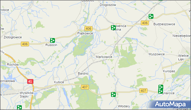 mapa Mańkowice, Mańkowice na mapie Targeo