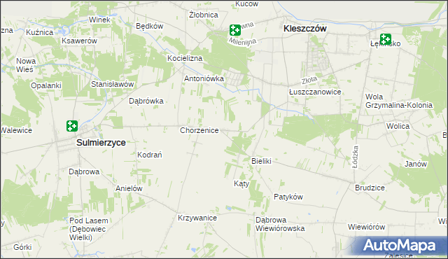 mapa Marcinów gmina Sulmierzyce, Marcinów gmina Sulmierzyce na mapie Targeo
