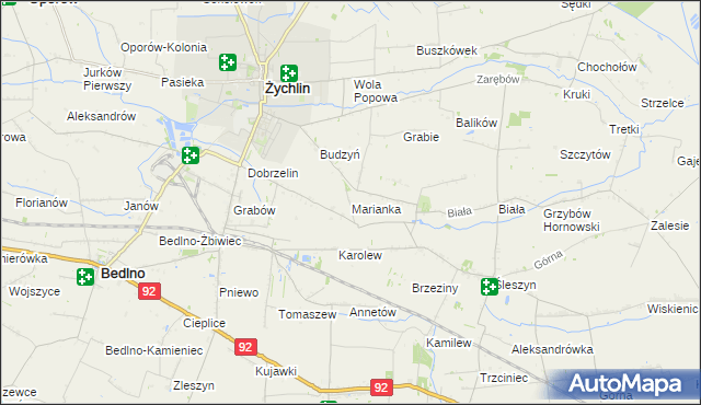 mapa Marianka gmina Żychlin, Marianka gmina Żychlin na mapie Targeo