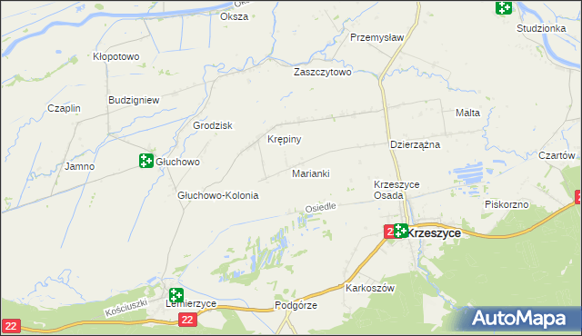 mapa Marianki gmina Krzeszyce, Marianki gmina Krzeszyce na mapie Targeo