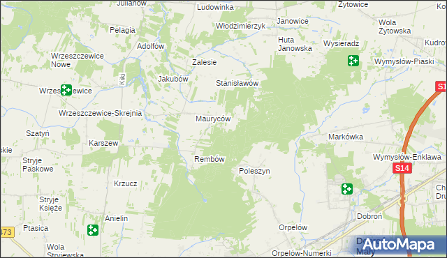 mapa Marianów gmina Wodzierady, Marianów gmina Wodzierady na mapie Targeo